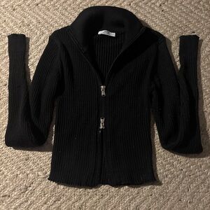 Ardene Black Zippered Ribbed Sweater
